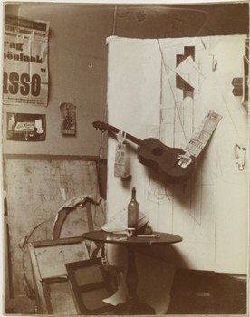 This photograph, which opens the Picasso exhibit, is one of my favorite images in the show. There is something incredibly playful about those newspaper arms holding a guitar. 